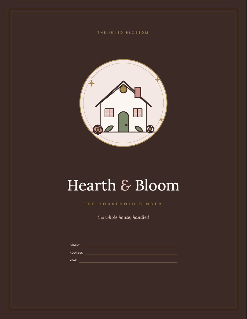 Cover page of the Hearth & Bloom Household Binder